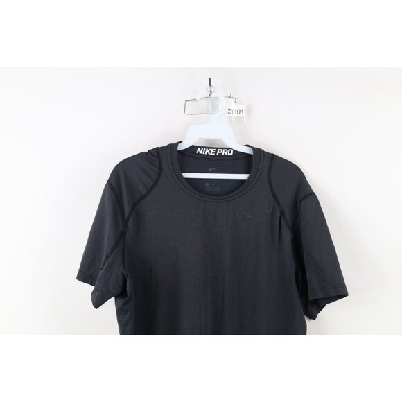 Nike Pro Mens Medium Fitted Striped Knit Running Jogging Gym Training T-Shirt - Picture 2 of 14